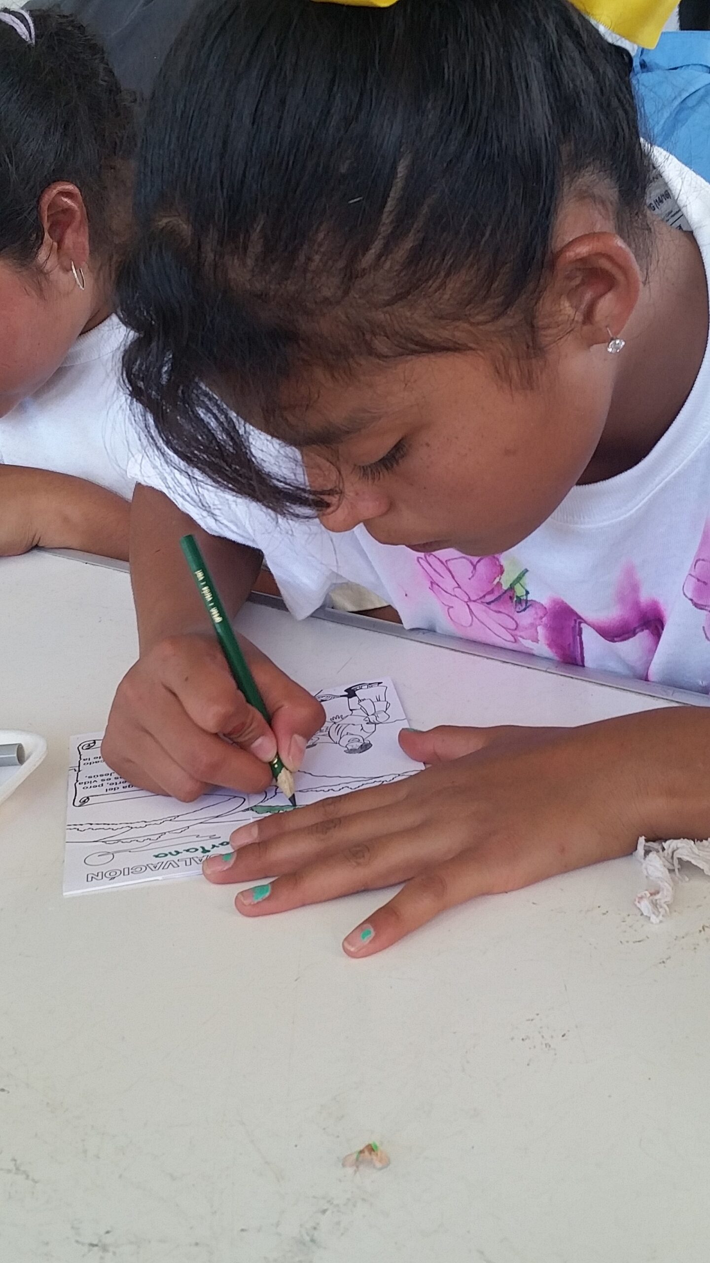 Children learning Bible stories with Memory Cross cards