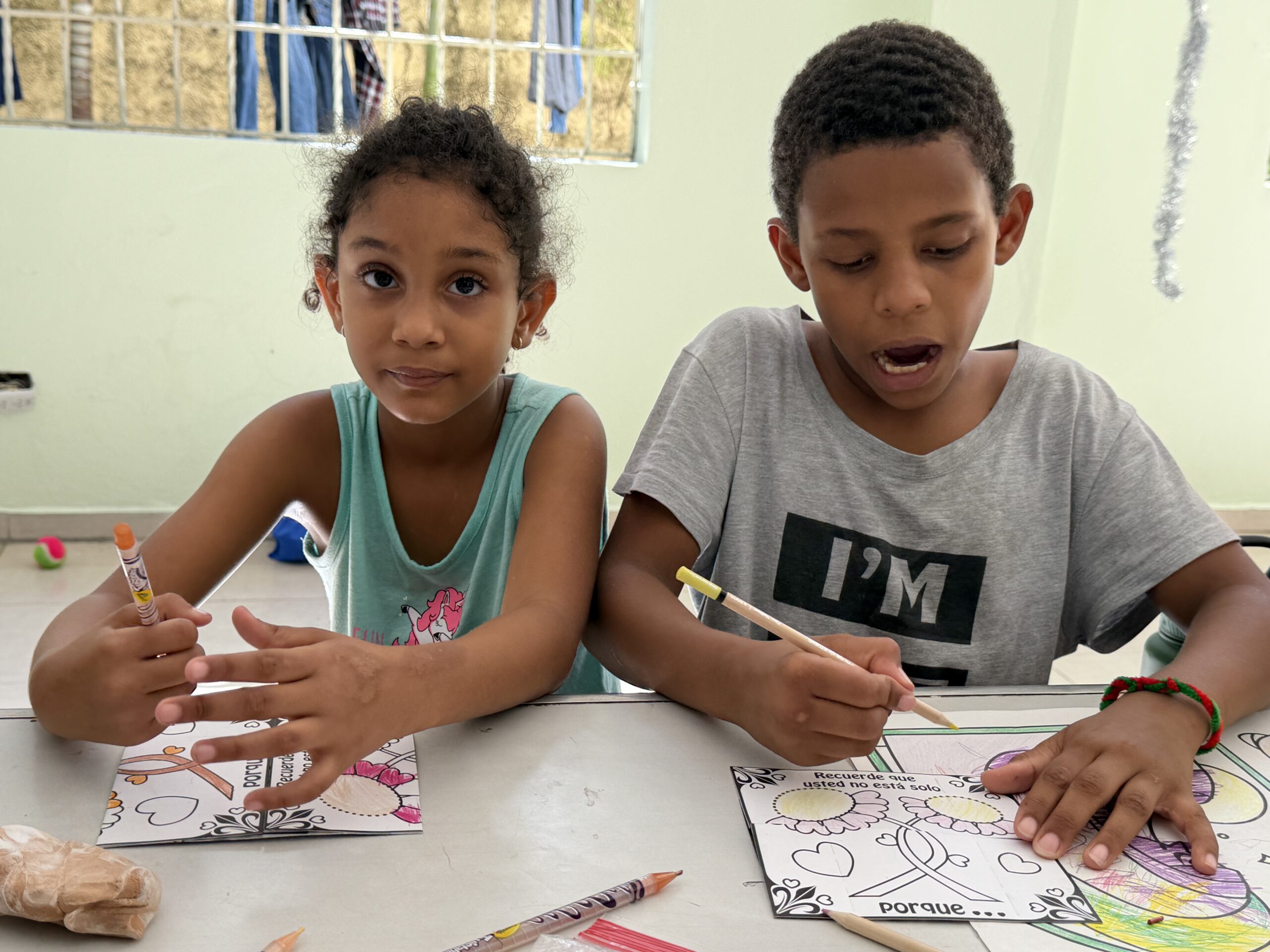 Children working with Memory Cross Bible cards